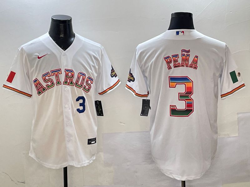 Men Houston Astros #3 Pena White Mexico 2025 Nike MLB Jersey style 5